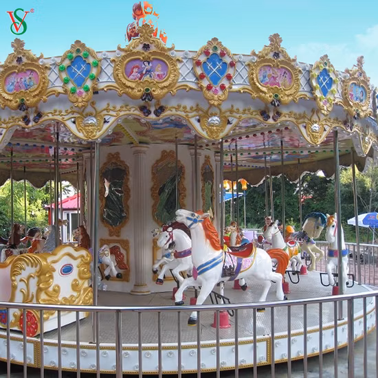 Carrousel de chevaux en résine de fibre de verre LED 3D pour la décoration du parc